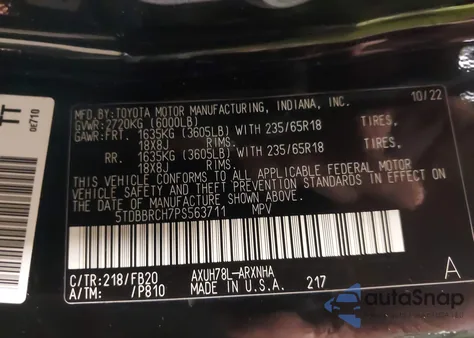 2023 Toyota Highlander Hybrid Le from USA, damaged, VIN 5TDBBRCH7PS563711